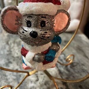 Glittery Holiday Mouse Figurine